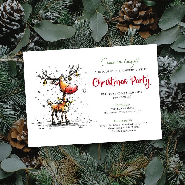 Invitation de célébration festive de rennes ludiqu (Playful Reindeer Festive Celebration Invitation)