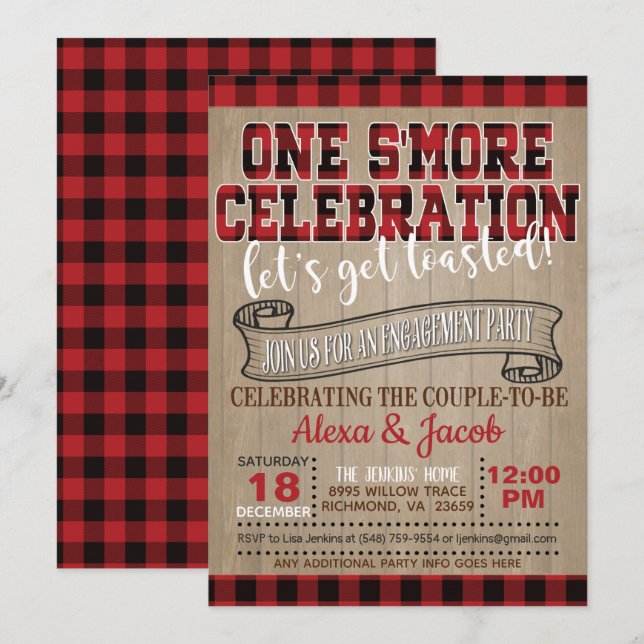 Invitation de célébration One S'more - Fiançailles (Devant / Derrière)