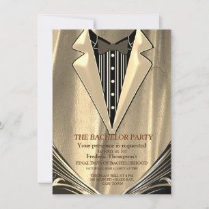 Invitation de célibataire Fleur de Satin Doré et I
