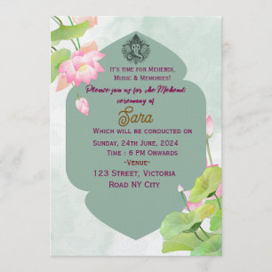 Invitation de cérémonie de Mehendi de mariage indi