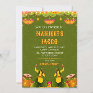 Invitation de cérémonie Jaggo pendjabi Mariage ind