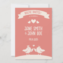 Invitation de chanson d'oiseau rose chaud