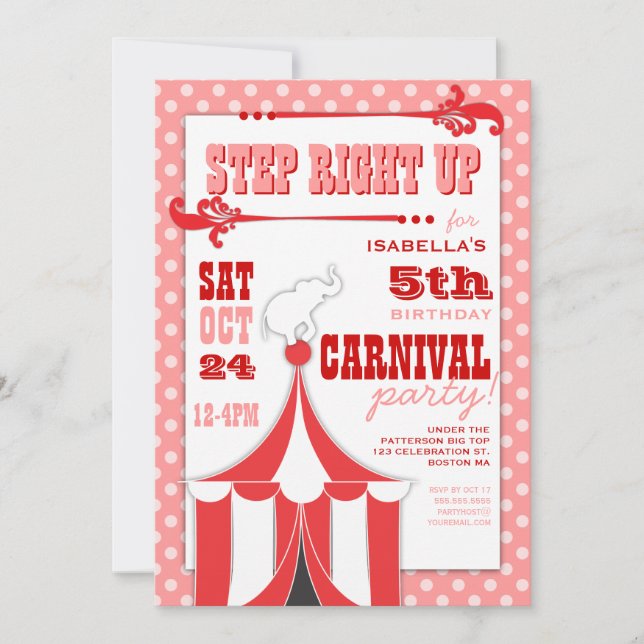 Invitation de chapiteau de fête d'anniversaire de (Devant)
