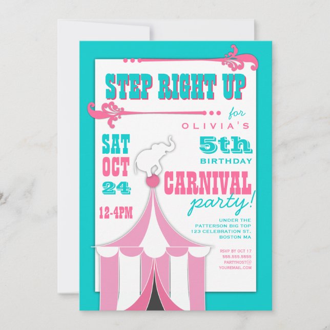 Invitation de chapiteau de fête d'anniversaire de (Devant)