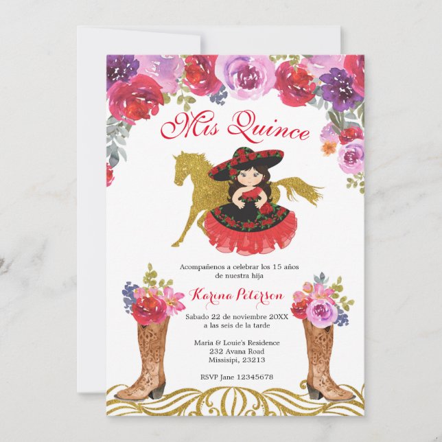 Invitation de Charra Quinceanera (Devant)