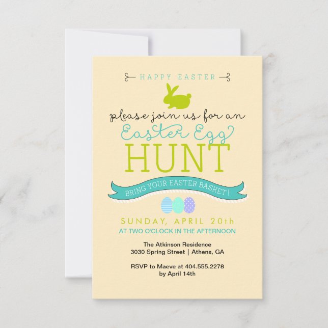 Invitation de chasse à oeuf de pâques (Devant)