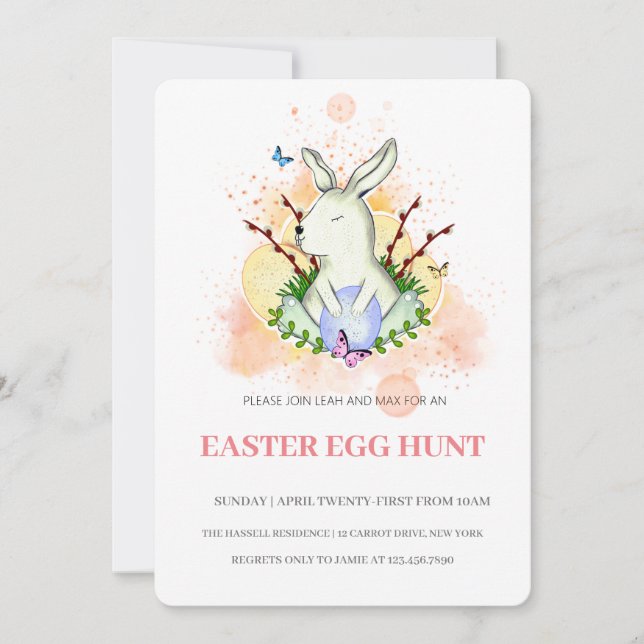 Invitation de chasse aux oeufs de Brunch de Pâques (Devant)