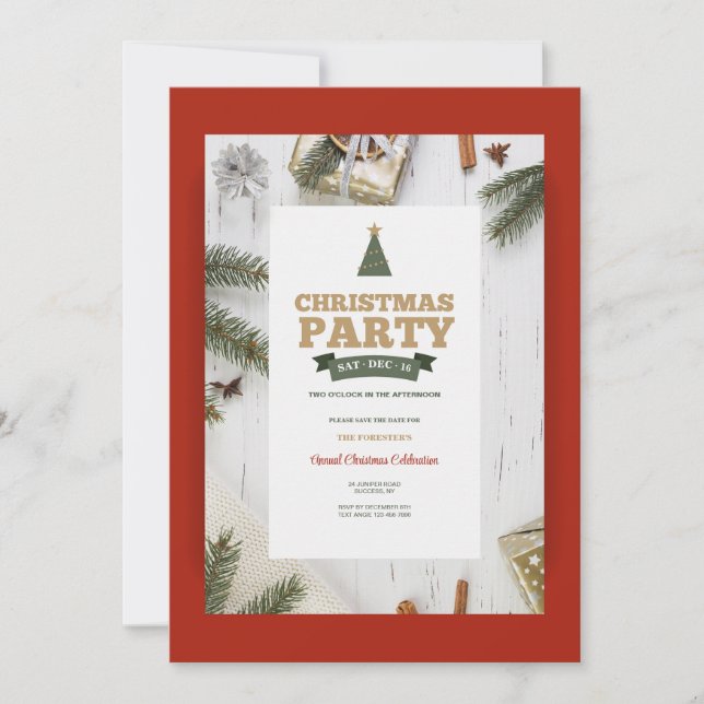 Invitation de chêne blanc à la fête de Noël (Devant)