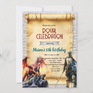 Invitation de chevalier médiéval et de dragon