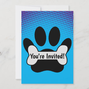Invitation De Chien Empreinte de patte Et D'Os Gra