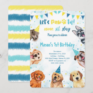 Invitation de chiot, Invitation d'anniversaire de 