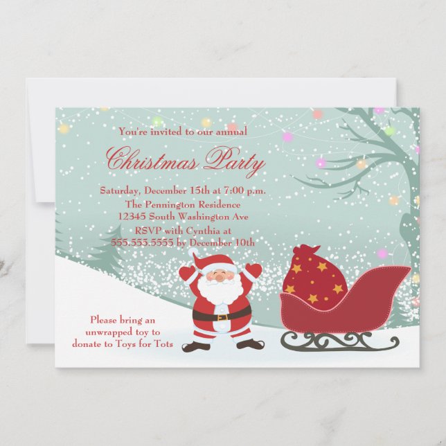 Invitation de chute de neige de fête de Noël de (Devant)