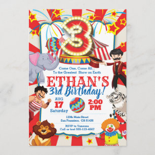 Invitation de Circus Party pour le 3e anniversaire