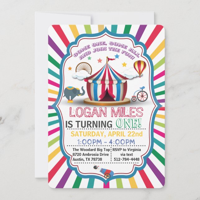 INVITATION DE CIRCUS POUR LES GARÇONS (Devant)