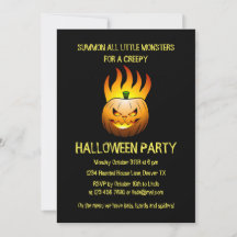 Invitation de citrouille brûlante d'Halloween effr