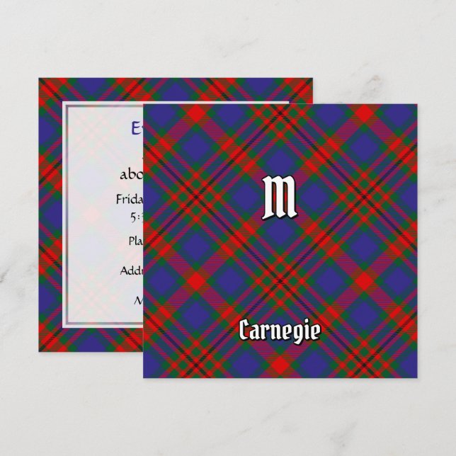 Invitation de Clan Carnegie Tartan (Devant / Derrière)