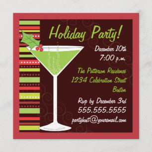 Invitation de cocktail de houx de fête de vacances