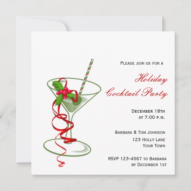 Invitation de cocktail de Martini de vacances (Devant)
