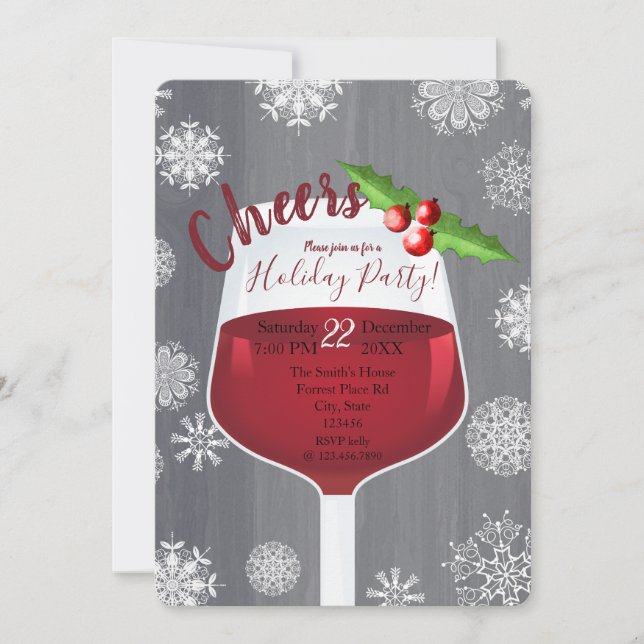Invitation de cocktail de vacances d'acclamations (Devant)