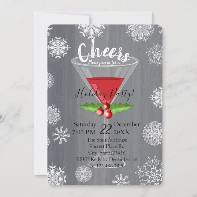 Invitation de cocktail de vacances d'acclamations (Devant)
