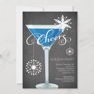 Invitation de cocktail de vacances de flocon de