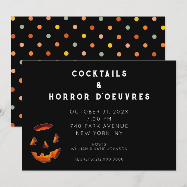 Invitation de Cocktail Halloween pour adultes (Devant / Derrière)
