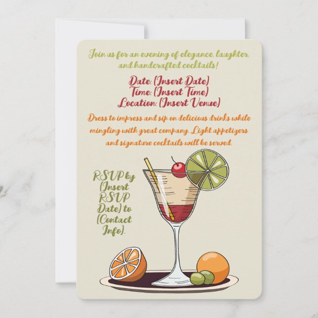 Invitation de Cocktail sur mesure (Devant)