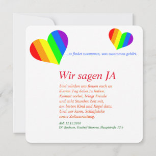 Invitation de coeurs arc-en-ciel