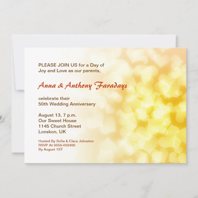 Invitation de cœurs pour les noces d'or de 50 ans  (Devant)