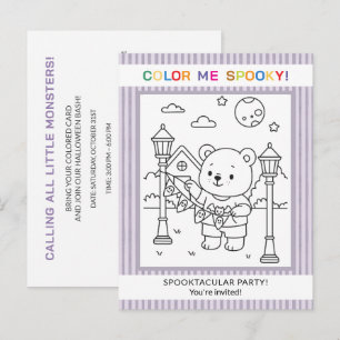 Invitation de coloriage d'Halloween Ourson et Fant