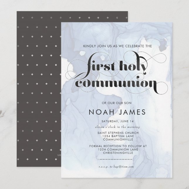 Invitation de communion d'aquarelle (Devant / Derrière)