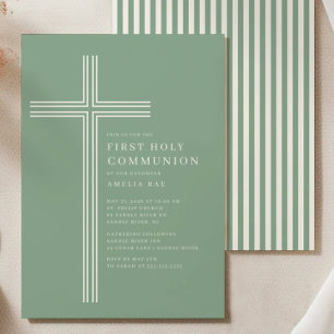 Invitation de Communion de la Croix Vert Sauge