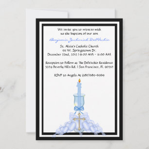 Invitation de communion et de baptême bleu CUTE