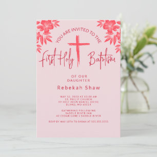 Invitation de communion Pétale Rose Girls