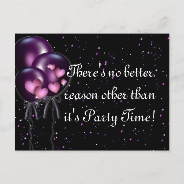 Invitation de Confetti et de Purple Balloons Party (Devant)