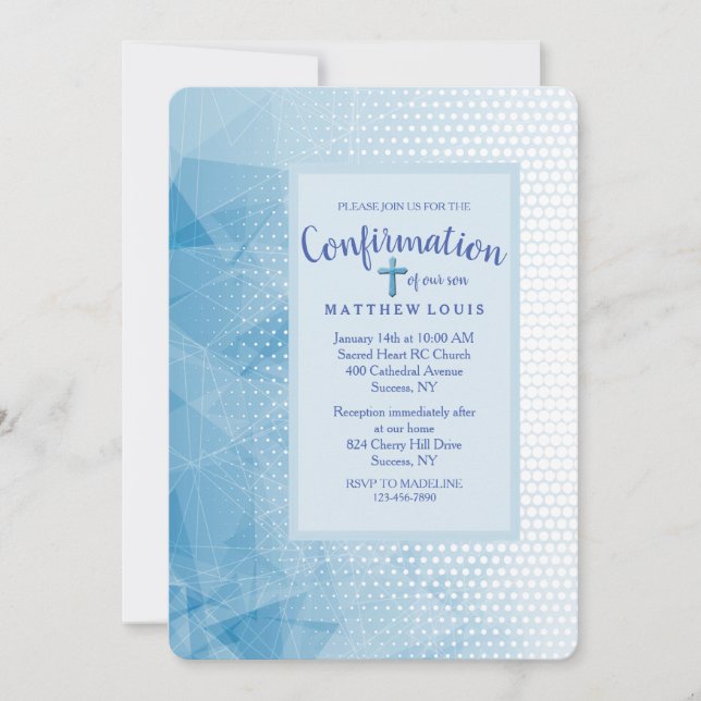 Invitation de confirmation bleue dédiée (Devant)