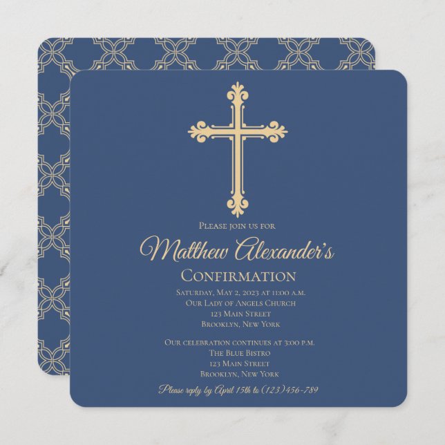 Invitation de confirmation croisée élégante (Devant / Derrière)