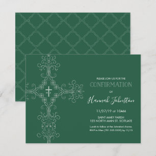 Invitation de confirmation, croix, monogramme ;