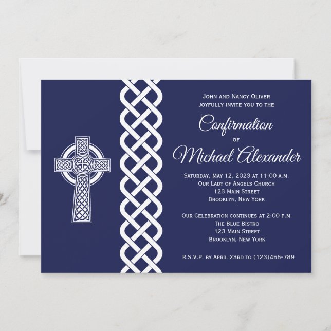 Invitation de confirmation de croix celtique pour  (Devant)