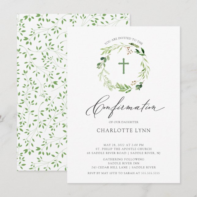 Invitation de confirmation de feuille botanique (Devant / Derrière)