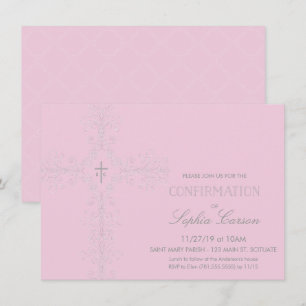 Invitation de confirmation de fille avec croix élé