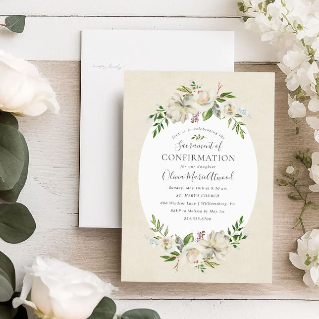 Invitation de confirmation de fleurs dorées (Créateur téléchargé)