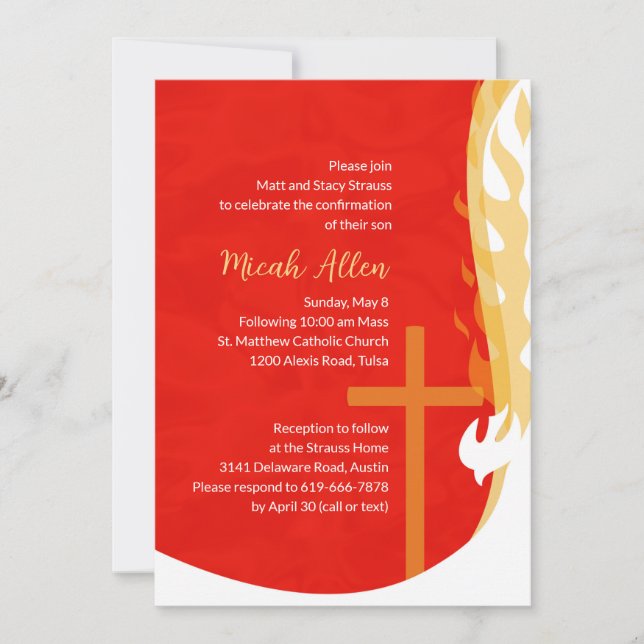 Invitation de confirmation de la colombe et de la  (Devant)