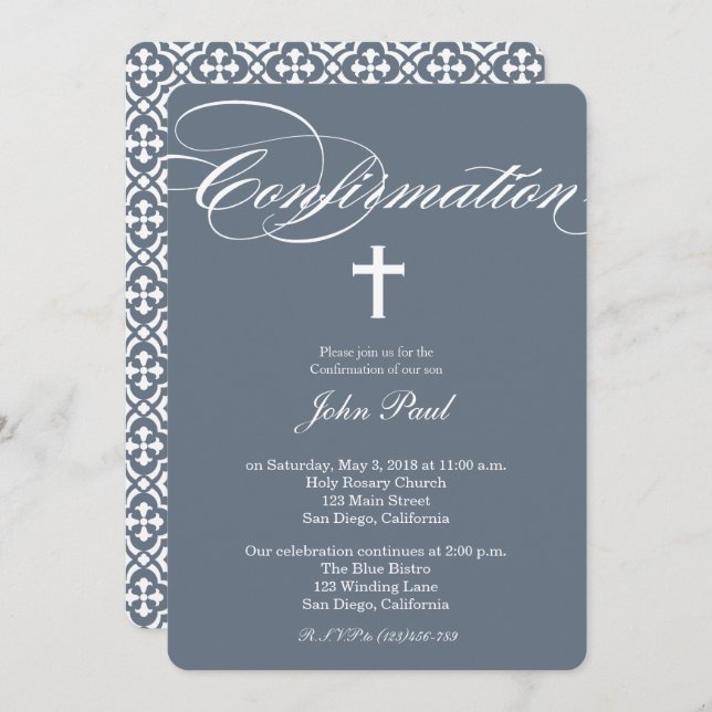 Invitation de confirmation de la croix et du quatr (Devant / Derrière)