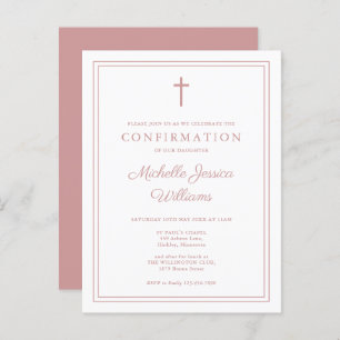 Invitation de confirmation de la frontière rose Ro