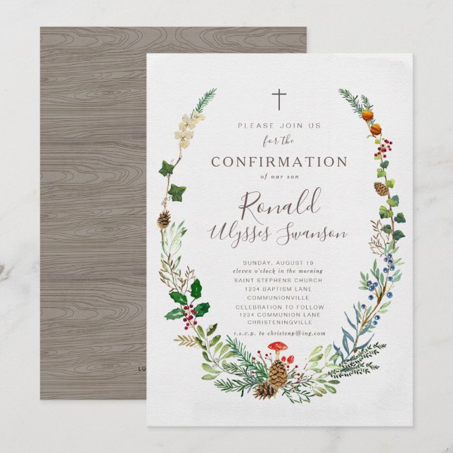 Invitation de confirmation de la verdure des bois  (Devant / Derrière)