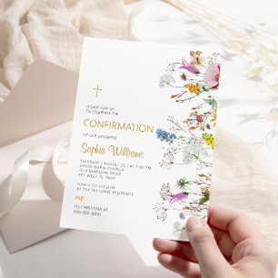 Invitation de confirmation des Fleurs sauvages Boh