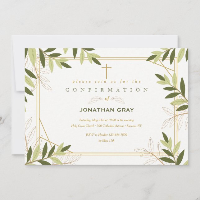 Invitation de confirmation du cadre feuille (Devant)