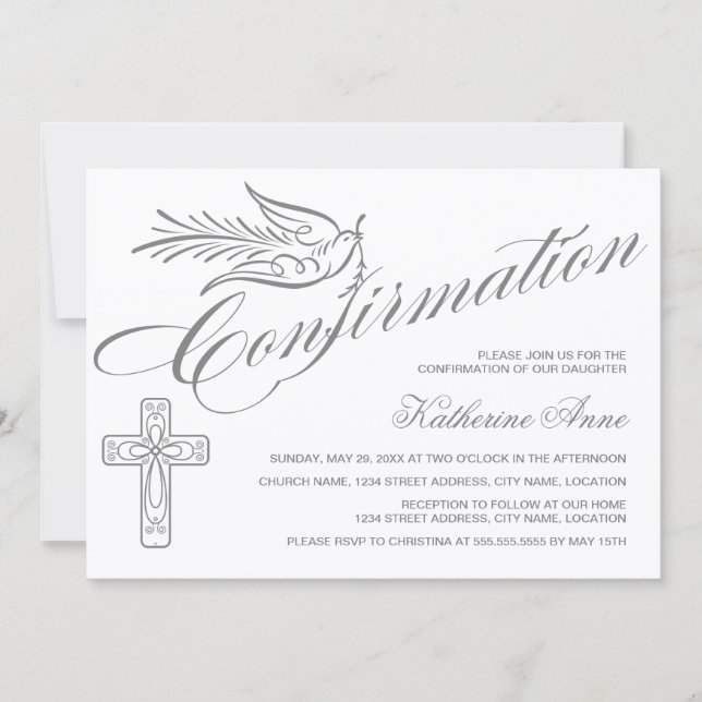 Invitation de confirmation élégante avec calligrap (Devant)