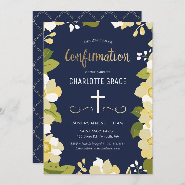 Invitation de confirmation, élégante, personnalisé (Devant / Derrière)